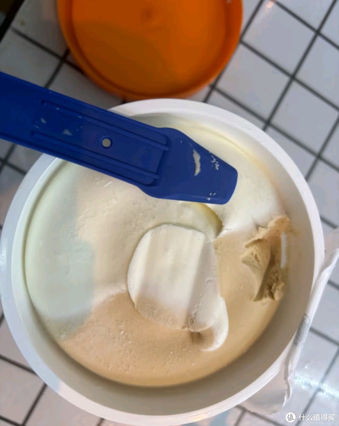 八喜冰淇淋 火星双色 可可红茶口味550g*1桶 家庭装 大杯冰淇淋