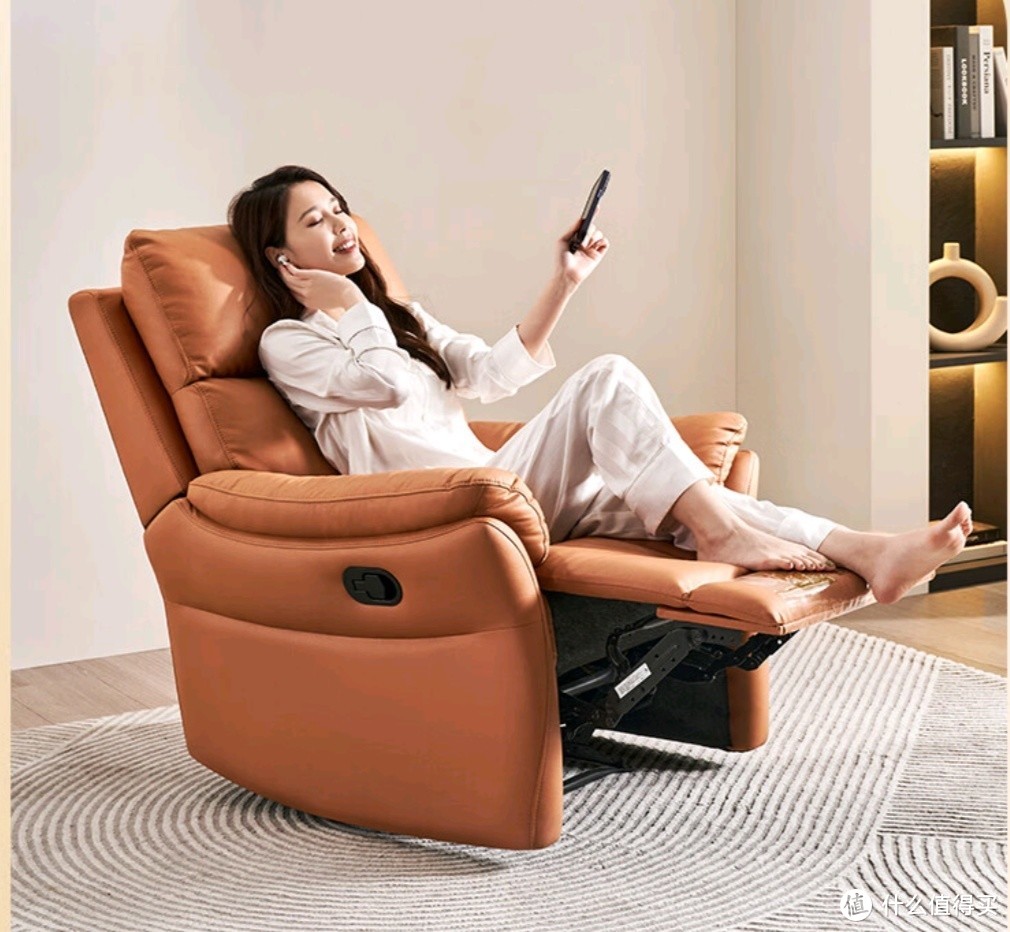 左右沙发 DZY6010：暮光橙皮感科技布单人沙发单椅，时尚与舒适的完美结合