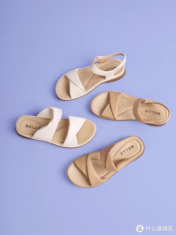 百丽真皮软底一字拖鞋女夏季新款外穿凉拖（型号：Z5Q1DBT3）是一款专为女性设计的夏季凉拖。