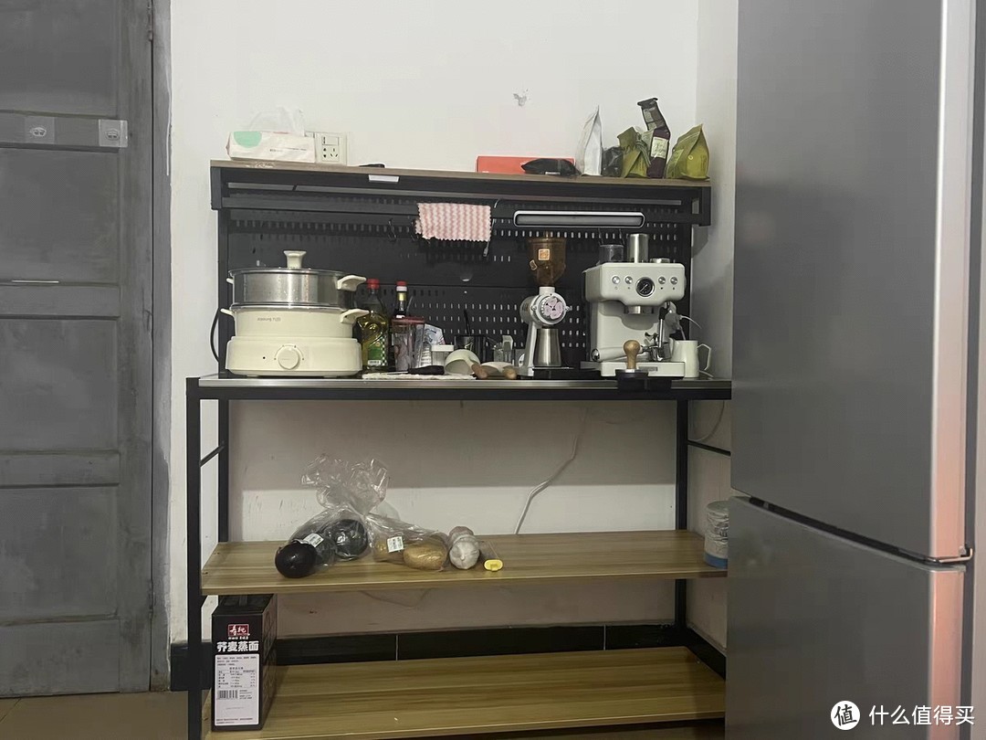 洞洞板厨房置物架多功能多层收纳微波炉餐边柜不锈钢操作台切菜桌