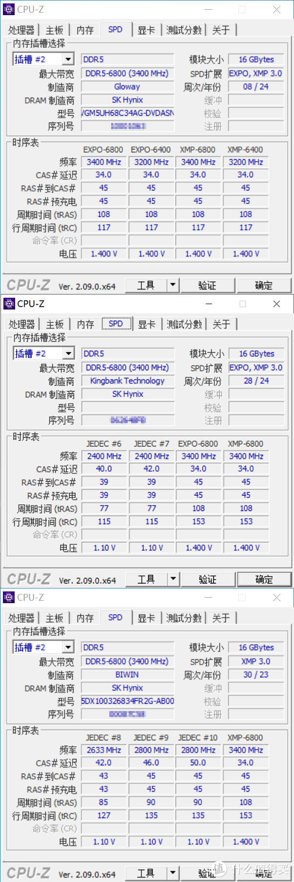 同样6800MHz性能亦有差异，闲来无事，做一下手头3款DDR5 6800MHz内存条的横评