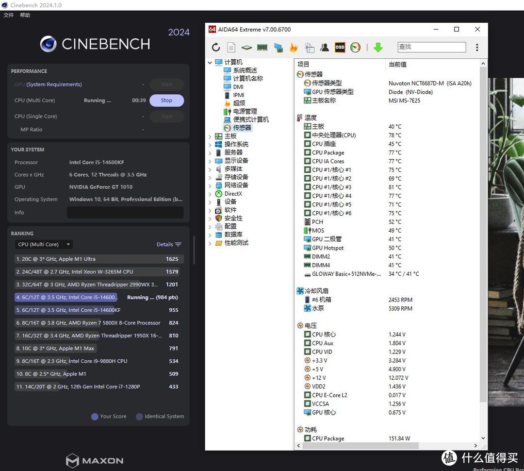 CINEBENCH2024 AVX压力测试